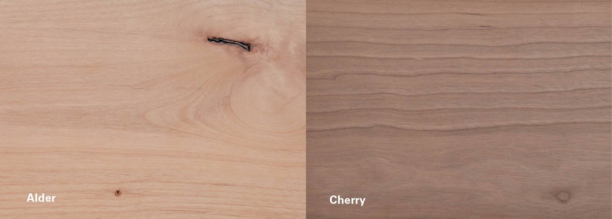 Alder and Cherry Hardwood Swatches