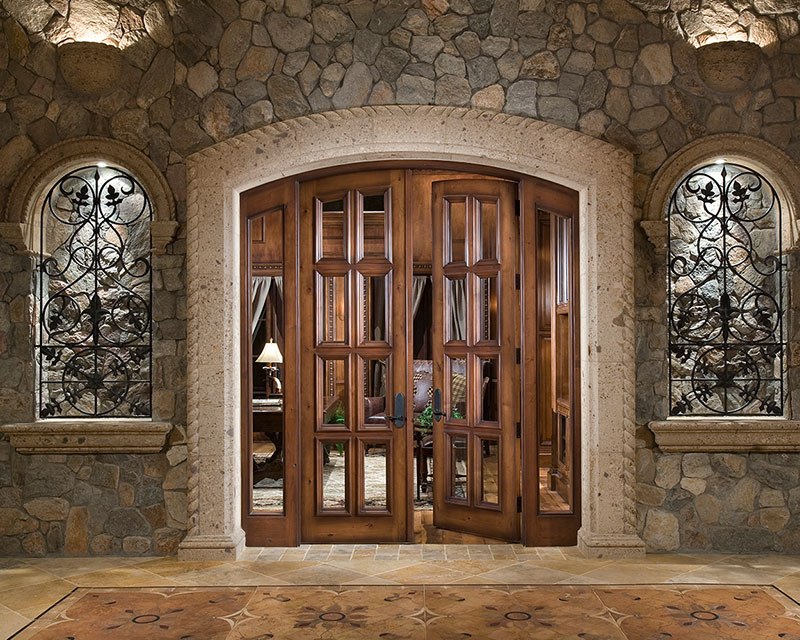 Set of double entry doors made of alder hardwood