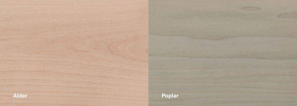 Alder and Poplar Hardwood Lumber Comparison Swatches