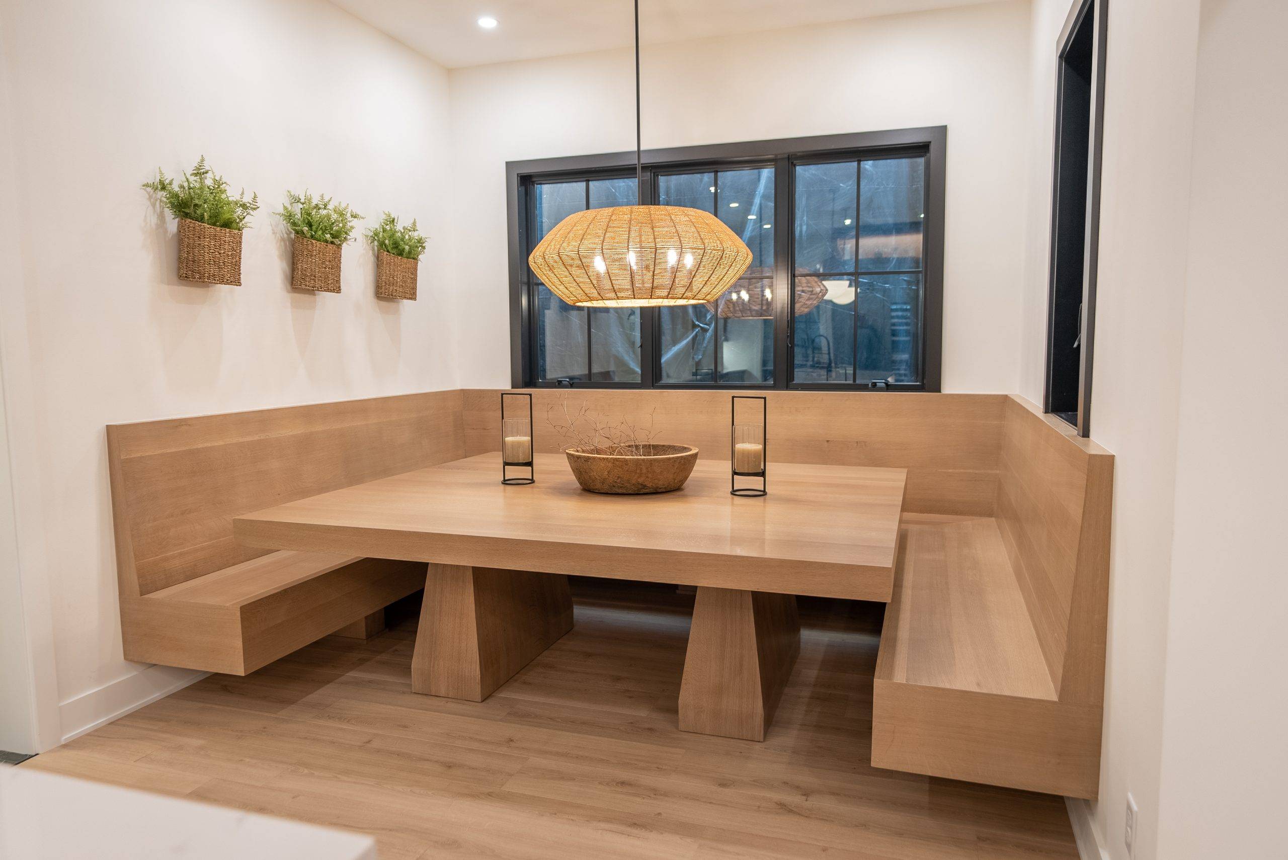 Hartville Hardware Ideas House 2023-White Oak Custom Built-In Dining Area