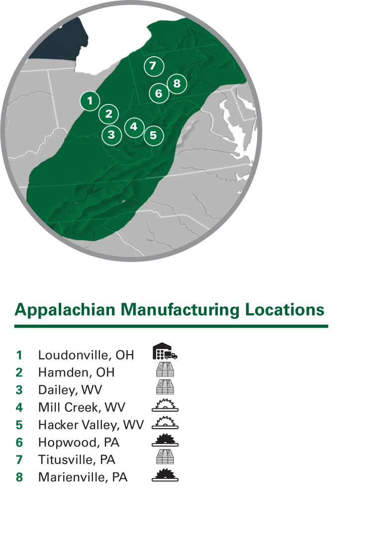 NWH Manufacturing Map - Appalachian Region